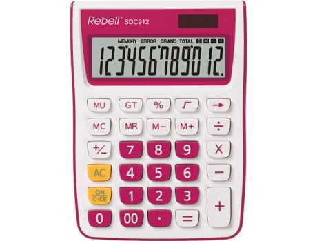 Calculadora de mesa REBELL Sdc912 Calculadora básica rosa