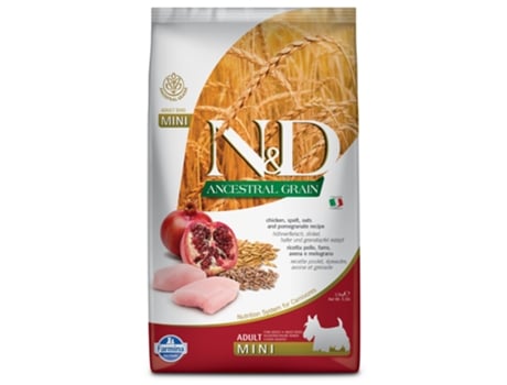 Alimento FARMINA N&D Ancestral grain Cão Adulto Mini - Frango e Romã (Quantidade: 7 Kg)