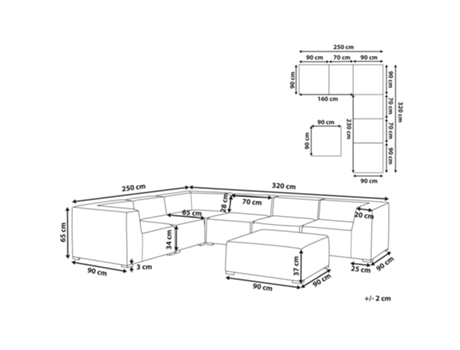 Sof de jardim modular BELIANI Arezzo de Poli ster Cinzento