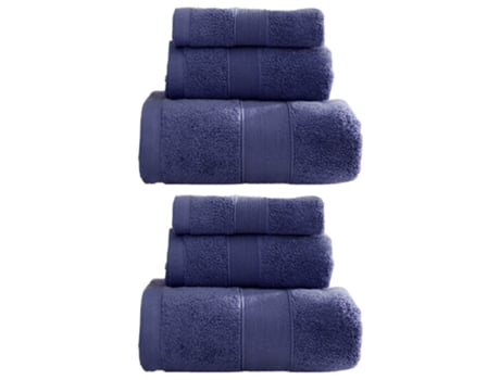 Conjunto de Toalha NEVEANCE Banho Mão Lavagem Algodão Azul - 6pcs (35x3535x3535x35)