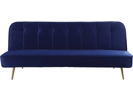 Sofá Cama HABITAT ET JARDIN James  (180 x 83 x 75 cm - Azul Escuro - Veludo - Lugares: 3)