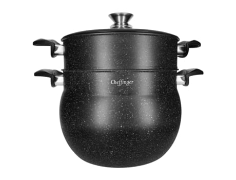 CHEFFINGER Caçarola para Couscous a Vapor Interior Antiaderente e Revestimento Efeito Mármore 8L Preto