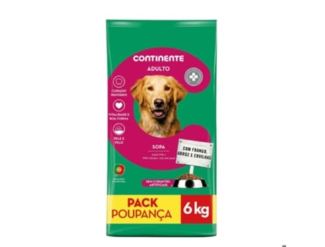 Ração Para Cão Adulto Sopa Frango, Arroz E Ervilhas Pack Poupança CONTINENTE 6 kg