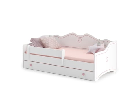 Cama de criança 160 x 80 com gaveta, colchão e estrado incluídos Kobi Emma Pink