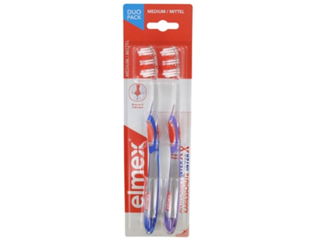 Interx Medium Duo Pack Escova de Dentes Anticárie Cor: Azul Violeta ELMEX