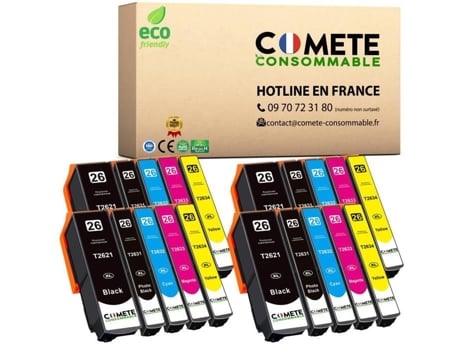 Comete 20 Cartuchos de Tinta Compatíveis 26Xl T2621 T2631 T2632 T2633 T2634 para Epson Expression Premium Xp 4 Pacotes 26Xl COMETE CONSOMMABLE