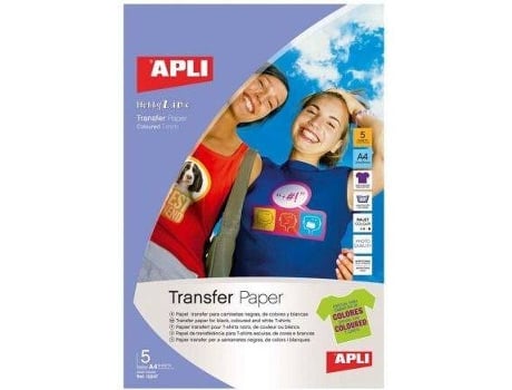 Papel Transfer T-Shirt A4 Inkjet Roupa Cor Escuras 5 Folhas