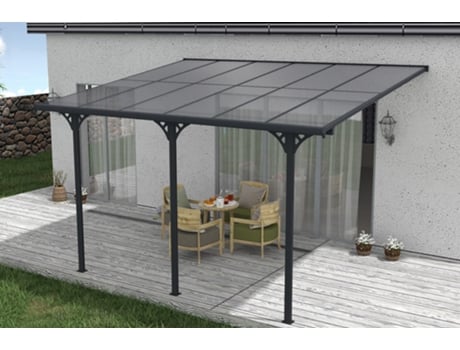 Pérgola Garagem de Parede CAZEBOO Kleo 400L300 Alumínio Cinzento