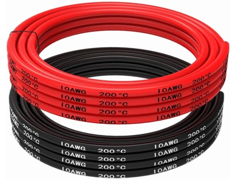 Peça para Telecomandados YUNIQUE GREEN-CLEAN-POWER Silicone 10 Awg Fio Elétrico Flexível 5 Metros [2,5 M Preto e 2,5 M Vermelho]