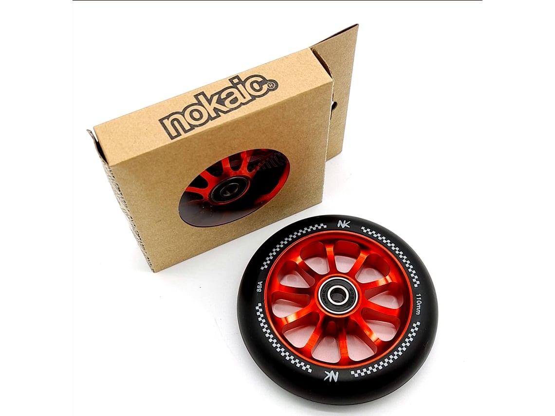 Roda Racing Nokaic Mm Para Scooter Trotinete Freestyle Borracha Preta Centro De Raio