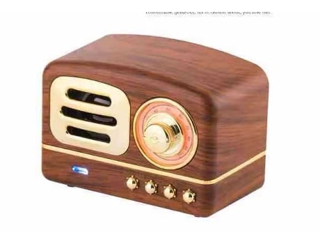 Coluna de Mesa Sem Fio Retro Bluetooth Plug Card Marrom Claro