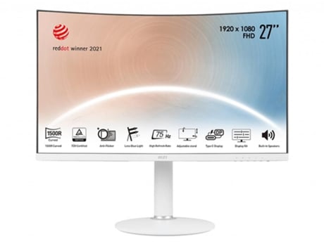 Monitor MODERN MD271CPW. 27"" CURVO 1500R. 1920x1080 (FHD) . 16:09. 75HZ. BRANCO