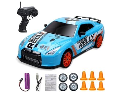 2.4G Alta Velocidade Drift Rc Carro 4Wd Brinquedo Controle Remoto Ae88 Modelo Gtr Azul