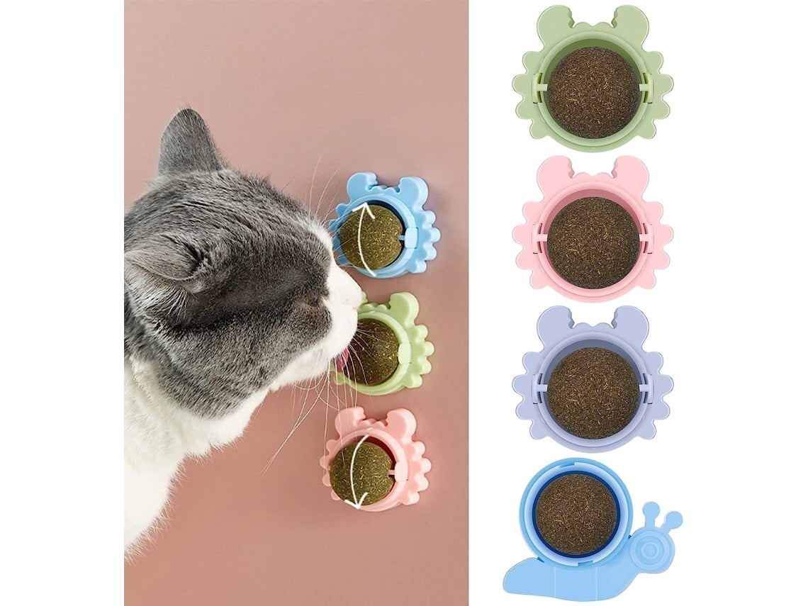 Bola de Catnip de 4 Peças Montada na Parede Brinquedo de Bola de