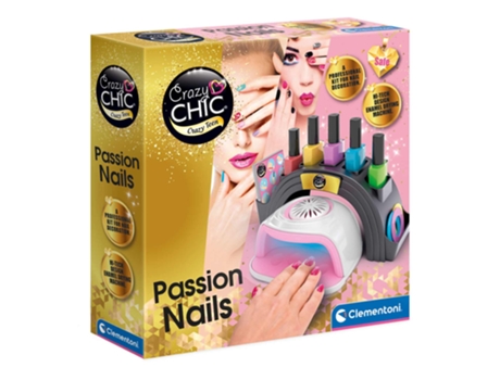 Clementoni - Conjunto de unhas brilhantes Crazy Chic no escuro ㅤ