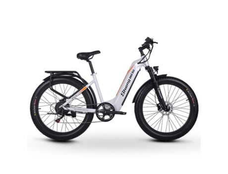 Bicicleta Elétrica SHENGMILO Mx06 Bafang1000W Motor de Pico Shimano 7 Velocidades Branco