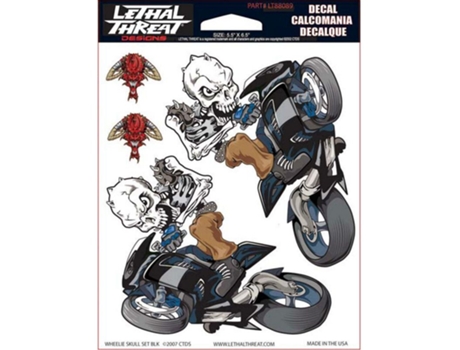 Autocolantes para Motas LETHAL THREAT Wheelie Skull