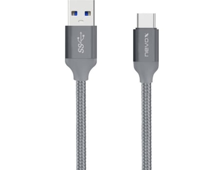 Cabo de Dados NEVOX (USB A - USB-C - 2 m - Cinzento)