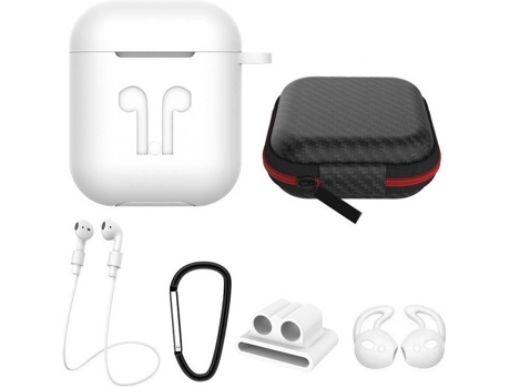 Capa em Silicone , 6in1 com Accessory, Apple AirPods, Branco, CY120796