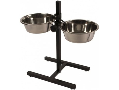 Comedouro para Cães  Suporte Regulável (Cinzento - 24cm - Aço Inoxidável)