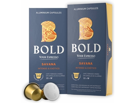 Cápsulas de Café - Pack BOLD Savana Intensidade 10 (120 cápsulas de Alumínio Compatíveis Nespresso)