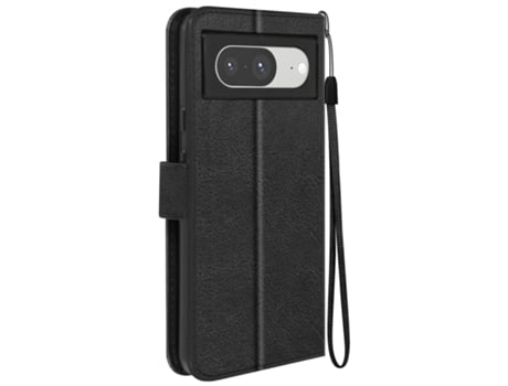 Capa com Cordão Aba Proteção Pulso para Google Google Pixel 8 MAYAXESS Pele Preto