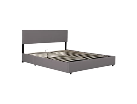 Cama estofada Juva Cord com estrutura de ripas 180x200 cm - Cinzento Corium