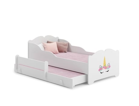 Cama dupla 160 x 80 com colchões e estrados incluídos Kobi Anna Unicorn Horn