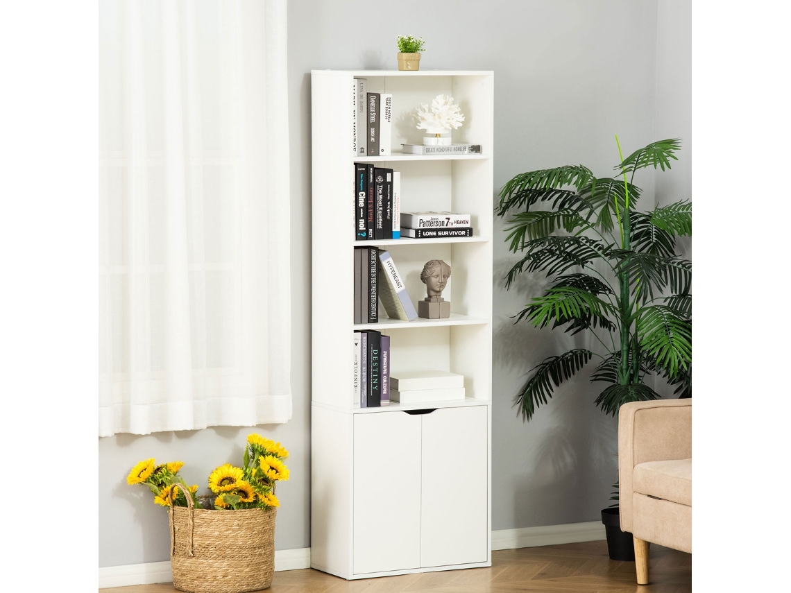 Estante para Livros HOMCOM Branco Aglomerado de Madeira  50x24x106cm_836-367WT