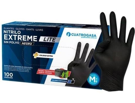 Luvas de Nitrilo CUATROGASA Extreme Lite (Preto - Tam: XL)