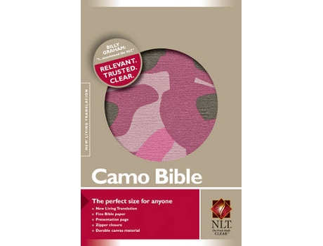 Livro nlt camo bible pink de tyndale (inglês)