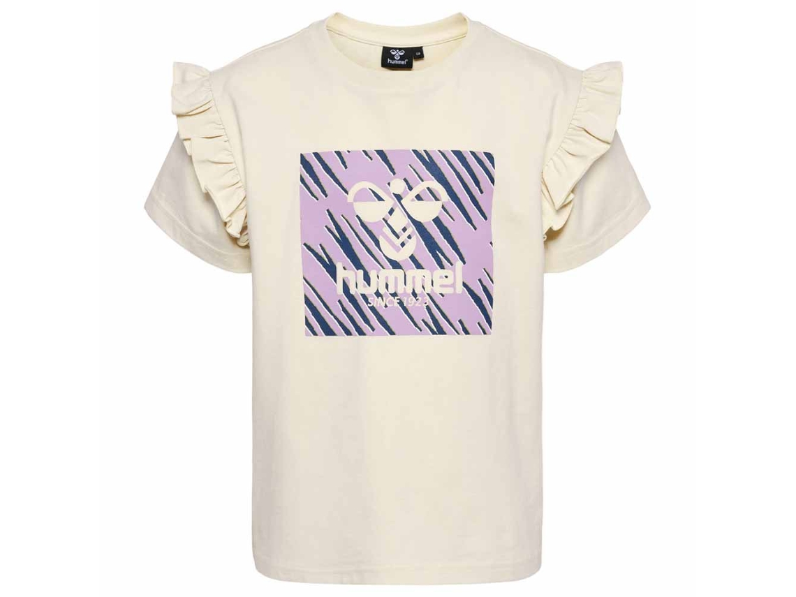 T-shirt HUMMEL De Rapaz 10 Years Curta Camiseta Beige Manga Flowy Ruffle