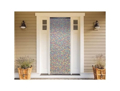 Cortina para Porta com Contas de Madeira Multicoloridas 90 X 200 Cm Multicolor JARDIDECO