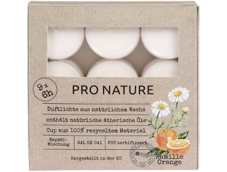 Conjunto 9 Tealights Pro Nature Müller Aroma Camomila & Laranja