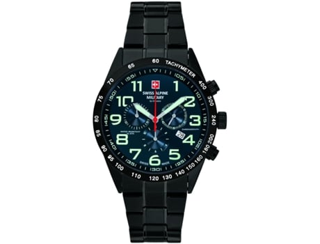 Relógio Masculino Aço Inoxidável Preto Sam7047.9175 SWISS ALPINE MILITARY