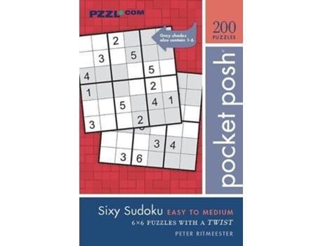 Livro pocket posh sixy sudoku easy to medium de peter ritmeester (inglês)