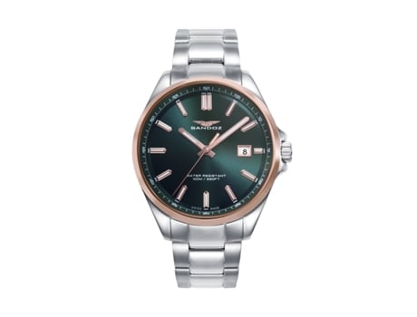 Relógio masculino SANDOZ Casuel 83001-67 - mostrador verde aço prateado 42 mm