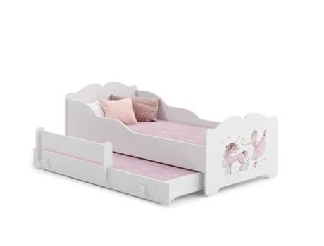 Cama dupla 160 x 80 com colchões e estrados incluídos Kobi Anna Girl with unicorn