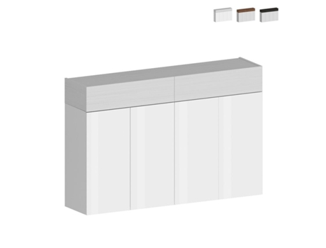 Sapateira Móvel Armário Branco Moderno 4 Portas 2 Prateleiras Madeira 152X34X100Cm Darice WEB FURNITURE