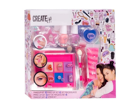 SET MAKE UP COLORS PALETTE ESMALTE DE UÑAS 5 UN + LIMA DE UÑAS + PEGATINAS PARA UÑAS + BRILLO DE LABIOS 4 UN + SOMBRAS DE OJOS 5 UN + SEPARADORES DE DEDOS 2 UN + TIZA PARA EL