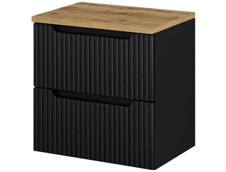 Móvel de casa de banho para lavatório Newport com 2 gavetas MDF 60x60x40 cm - Preto/Carvalho