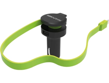 Carregador Auto REALPOWER 257637 (1 USB - 1 Lightning - Preto, Verde)