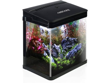 Aquário para Peixes NOBLEZA L23*W16*H27.5cm7L2.525kg vidro e luzes LED de plástico 7 litros Sistema de filtro Preto