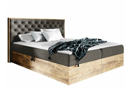 Cama com Estrado Continental Baltimore MOVEIS.PT Tecido Castanho (211x190x105 cm)