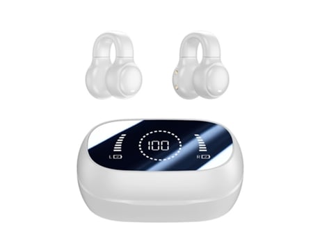 Fone de Ouvido Bluetooth de Condução Óssea Sem Fio Aberto para Corrida e Fitness Branco BISBISOUS