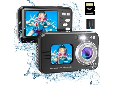 Câmara Digital Do Esporte VIGA EUROPE Wdc901 Waterproof 3.5M 4K 48Mp com Foco Automático Zoom 16X 2 8 Polegadas 32G- Preto