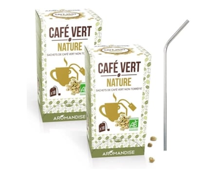 Café Verde Simples 36 Sachês + 4 Canudos Inox Youdoit