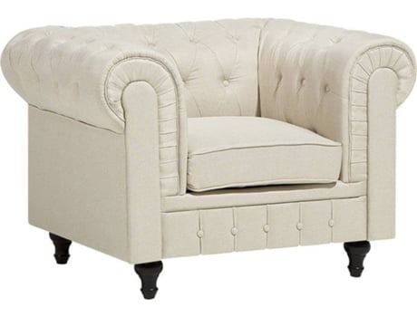 Poltrona em tecido creme CHESTERFIELD