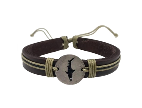 Pulseira ANJU Tubarão (Couro - Castanho - Ajustável)