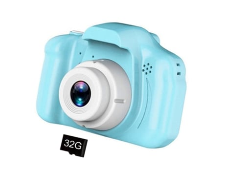 SZSMART  Máquina Fotográfica Infantil  Digital Cartoon 2 Polegadas HD USB Recarregável (Cartão de Memória 32 GB - Azul)